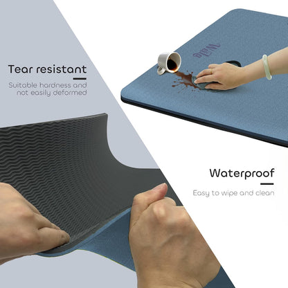 Non-slip TPE Yoga Mat for Women & Men,72"x24" Double-Sided Workout Mat for Home Gym Pilates Fitness,1/4 Inch Packable Lightweight Exercise Mat with Strap for Travel,Non Toxic Exercise Floor Mat