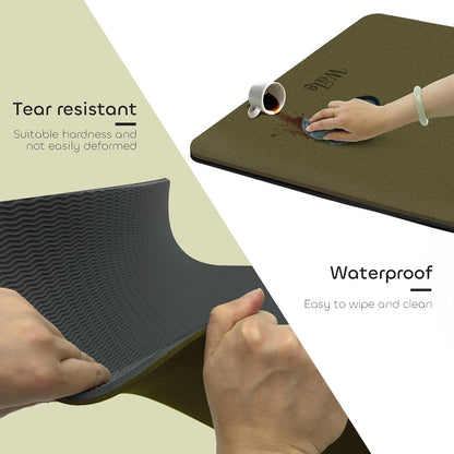 Non-slip TPE Yoga Mat for Women & Men,72"x24" Double-Sided Workout Mat for Home Gym Pilates Fitness,1/4 Inch Packable Lightweight Exercise Mat with Strap for Travel,Non Toxic Exercise Floor Mat