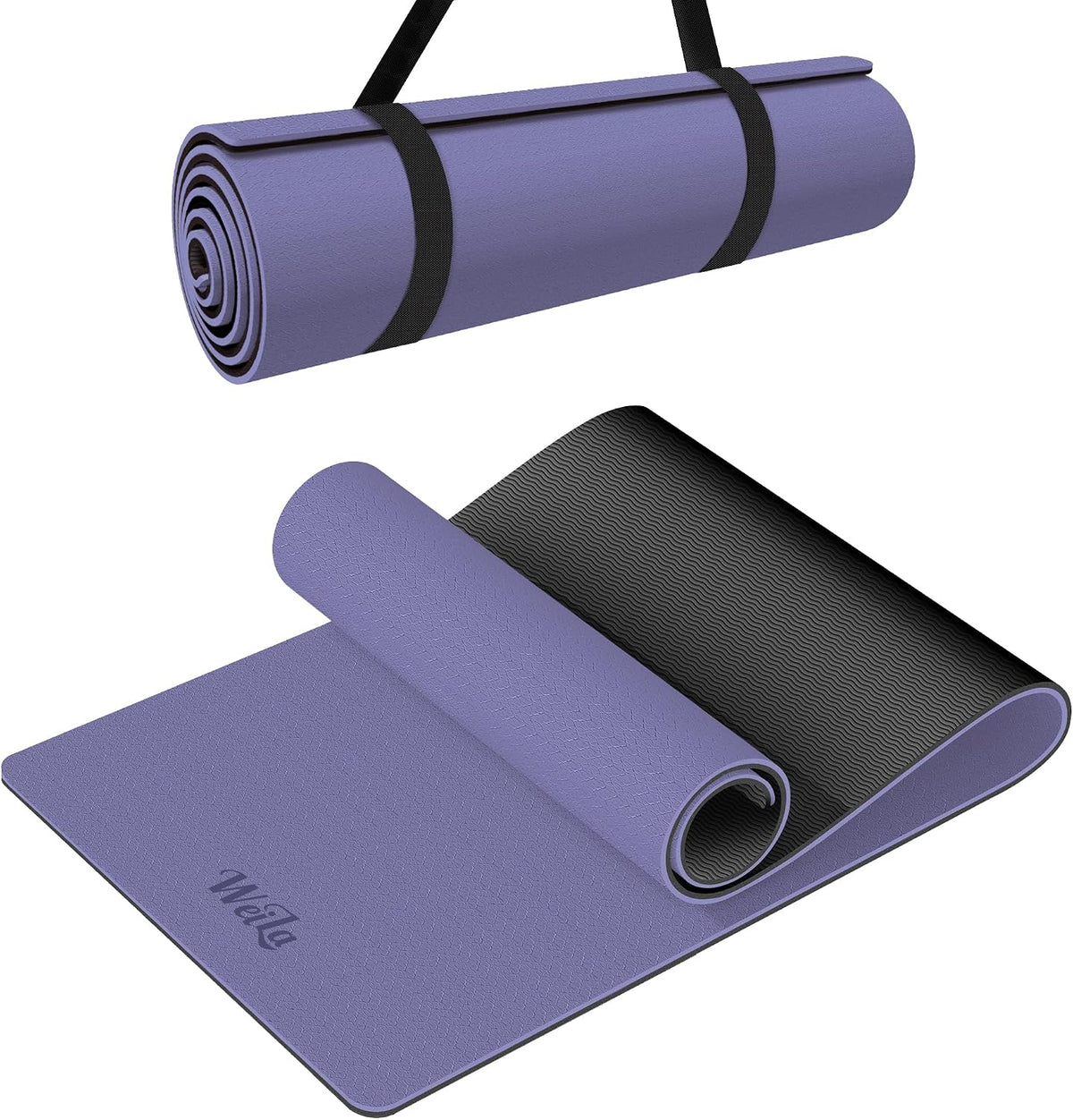 Non-slip TPE Yoga Mat for Women & Men,72"x24" Double-Sided Workout Mat for Home Gym Pilates Fitness,1/4 Inch Packable Lightweight Exercise Mat with Strap for Travel,Non Toxic Exercise Floor Mat