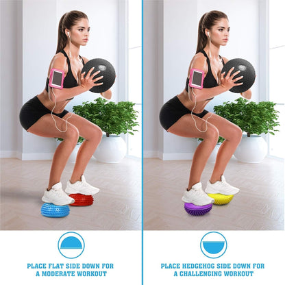 Hedgehog Balance Pods for Exercise, Core Body Balancing, Balance Pods for Youth & Adults with Hand Pump - Set of 5