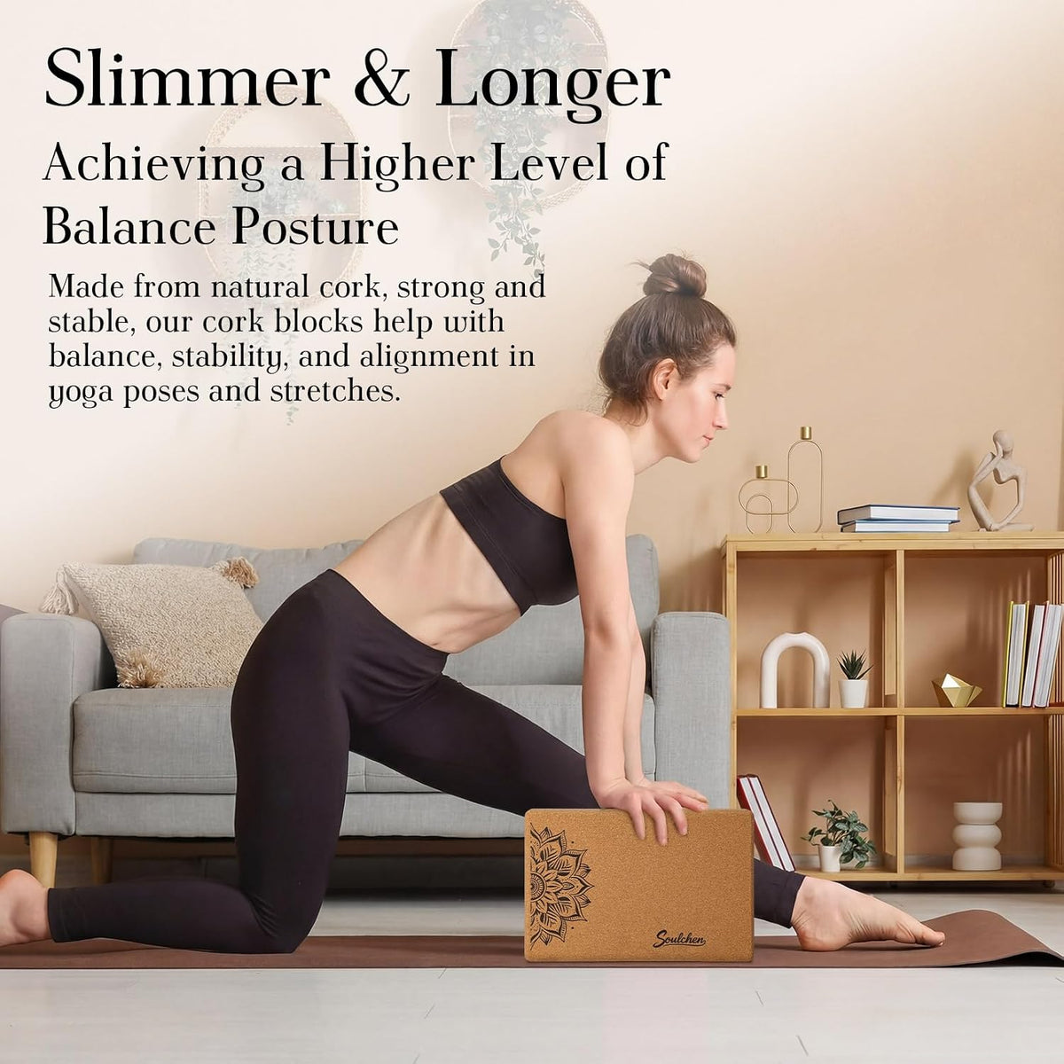 5 Pack Yoga Accessories for Women Set Yoga Block 2 Pack with Strap Massage Ball for Meditation Pilates Cork Blocks Stretching Home Gym Natural High-Density, 12"x8"x2"
