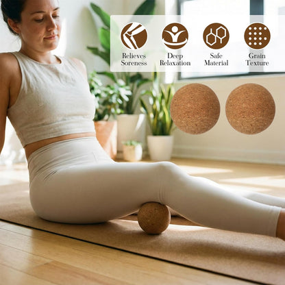 5 Pack Yoga Accessories for Women Set Yoga Block 2 Pack with Strap Massage Ball for Meditation Pilates Cork Blocks Stretching Home Gym Natural High-Density, 12"x8"x2"