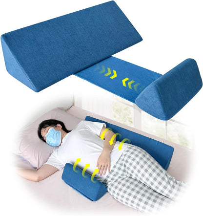 Bed Wedge Pillow For Sleeping Seniors Post Surgery Incline Pillow Bedsore Pressure Relief Cushions For Butt Lifting Patient Turning Triangle Foam Wedges For Bed Positioning Body Back Support (Blue)