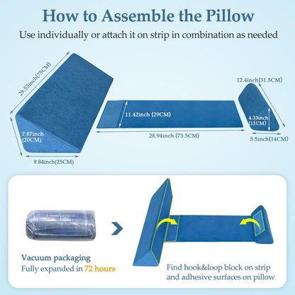 Bed Wedge Pillow For Sleeping Seniors Post Surgery Incline Pillow Bedsore Pressure Relief Cushions For Butt Lifting Patient Turning Triangle Foam Wedges For Bed Positioning Body Back Support (Blue)