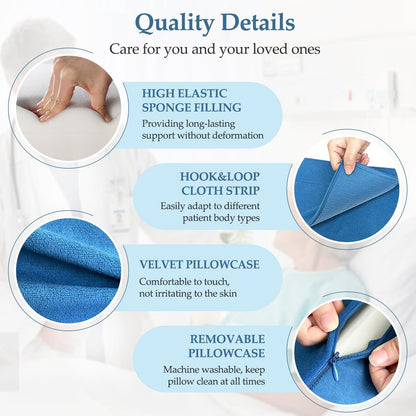 Bed Wedge Pillow For Sleeping Seniors Post Surgery Incline Pillow Bedsore Pressure Relief Cushions For Butt Lifting Patient Turning Triangle Foam Wedges For Bed Positioning Body Back Support (Blue)