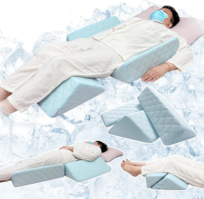 Bed Wedge Pillow For Sleeping Seniors Post Surgery Incline Pillow Bedsore Pressure Relief Cushions For Butt Lifting Patient Turning Triangle Foam Wedges For Bed Positioning Body Back Support (Blue)