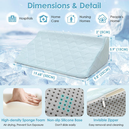 Bed Wedge Pillow For Sleeping Seniors Post Surgery Incline Pillow Bedsore Pressure Relief Cushions For Butt Lifting Patient Turning Triangle Foam Wedges For Bed Positioning Body Back Support (Blue)