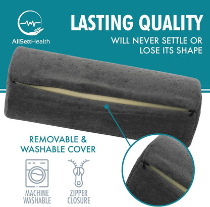 Round Cervical Roll Cylinder Bolster Pillow with Removable Washable Cover, Ergonomically Designed for Head, Neck, Back, and Legs, Grey | 13"X 5"