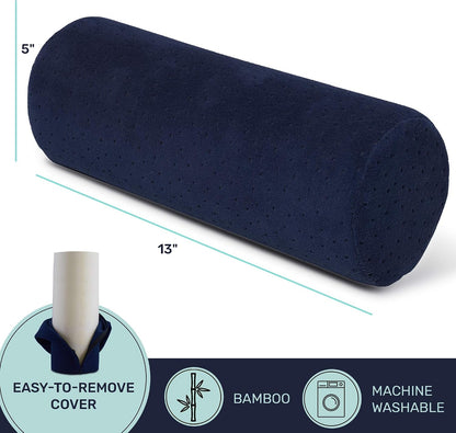Round Cervical Roll Cylinder Bolster Pillow with Removable Washable Cover, Ergonomically Designed for Head, Neck, Back, and Legs, Grey | 13"X 5"