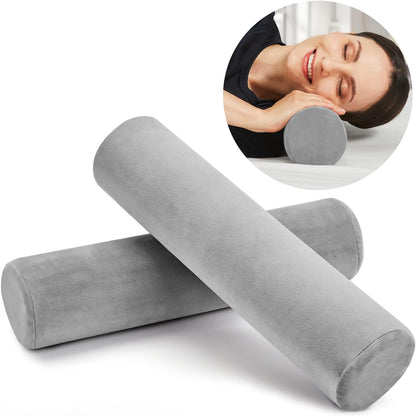 Round Cervical Roll Cylinder Bolster Pillow with Removable Washable Cover, Ergonomically Designed for Head, Neck, Back, and Legs, Grey | 13"X 5"