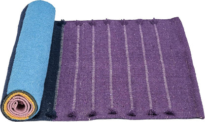 Herbal Organic Cotton Yoga Mat - Eco-Friendly Hand-Woven Non-Slip Rug - Thick & Comfortable (24”x72”x5mm) for Home Fitness & Yoga