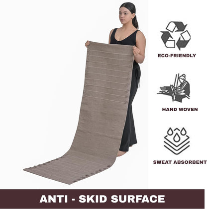 Herbal Organic Cotton Yoga Mat - Eco-Friendly Hand-Woven Non-Slip Rug - Thick & Comfortable (24”x72”x5mm) for Home Fitness & Yoga