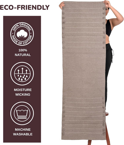 Herbal Organic Cotton Yoga Mat - Eco-Friendly Hand-Woven Non-Slip Rug - Thick & Comfortable (24”x72”x5mm) for Home Fitness & Yoga