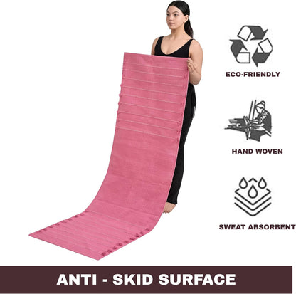 Herbal Organic Cotton Yoga Mat - Eco-Friendly Hand-Woven Non-Slip Rug - Thick & Comfortable (24”x72”x5mm) for Home Fitness & Yoga