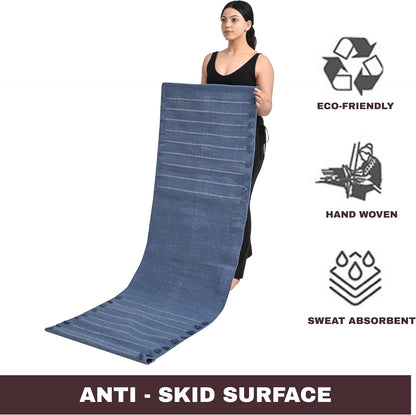 Herbal Organic Cotton Yoga Mat - Eco-Friendly Hand-Woven Non-Slip Rug - Thick & Comfortable (24”x72”x5mm) for Home Fitness & Yoga