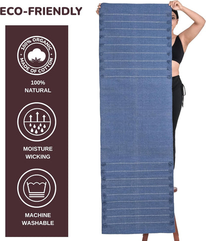 Herbal Organic Cotton Yoga Mat - Eco-Friendly Hand-Woven Non-Slip Rug - Thick & Comfortable (24”x72”x5mm) for Home Fitness & Yoga