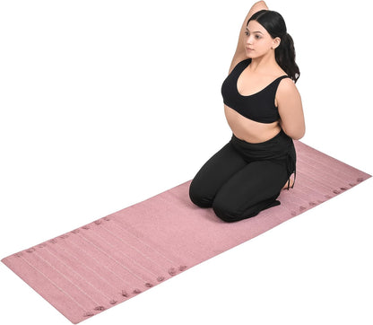 Herbal Organic Cotton Yoga Mat - Eco-Friendly Hand-Woven Non-Slip Rug - Thick & Comfortable (24”x72”x5mm) for Home Fitness & Yoga