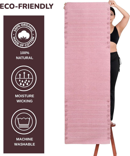 Herbal Organic Cotton Yoga Mat - Eco-Friendly Hand-Woven Non-Slip Rug - Thick & Comfortable (24”x72”x5mm) for Home Fitness & Yoga