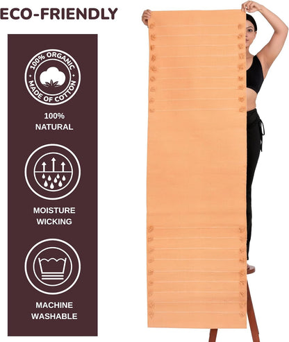 Herbal Organic Cotton Yoga Mat - Eco-Friendly Hand-Woven Non-Slip Rug - Thick & Comfortable (24”x72”x5mm) for Home Fitness & Yoga