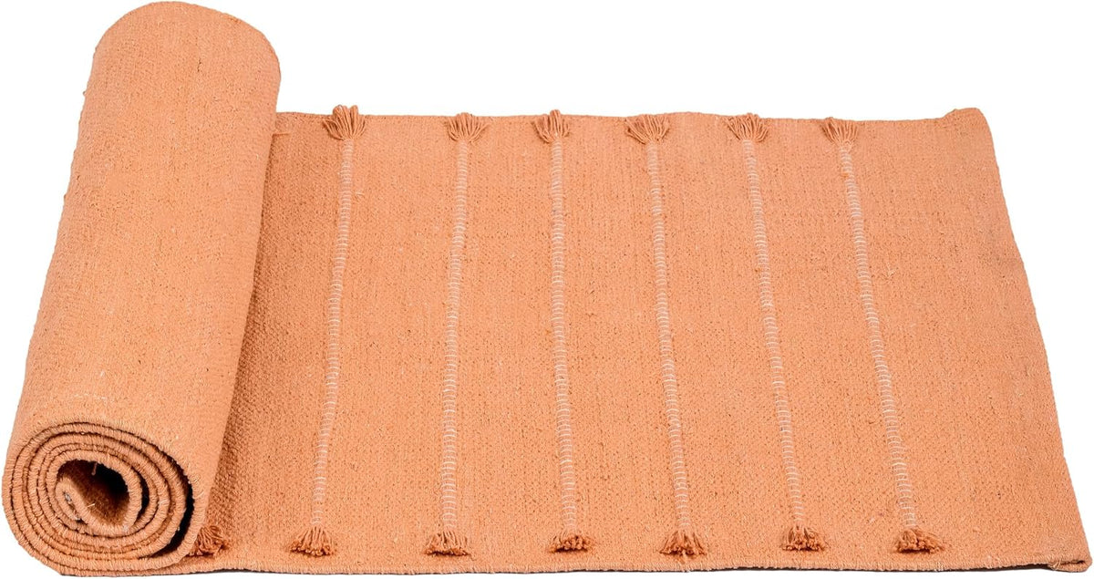 Herbal Organic Cotton Yoga Mat - Eco-Friendly Hand-Woven Non-Slip Rug - Thick & Comfortable (24”x72”x5mm) for Home Fitness & Yoga
