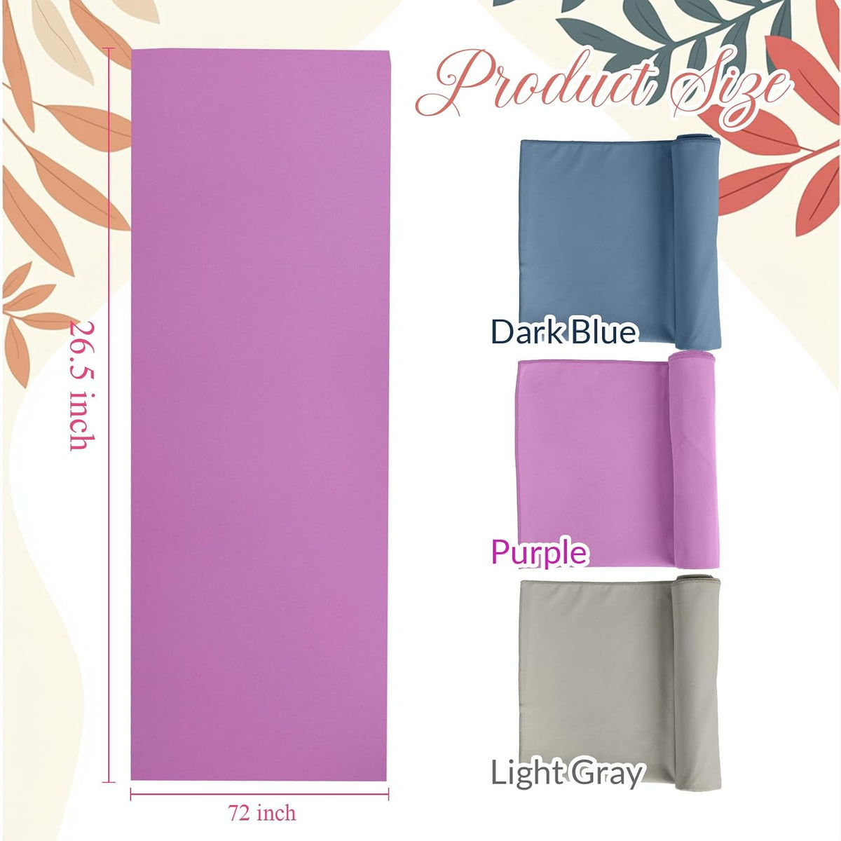 3 Pack 26"x73" Hot Yoga Mat Towel Pack Non-Slip Yoga Mat Gym Sweat Absorbent Microfiber Towel for Pilates Workout Women Men