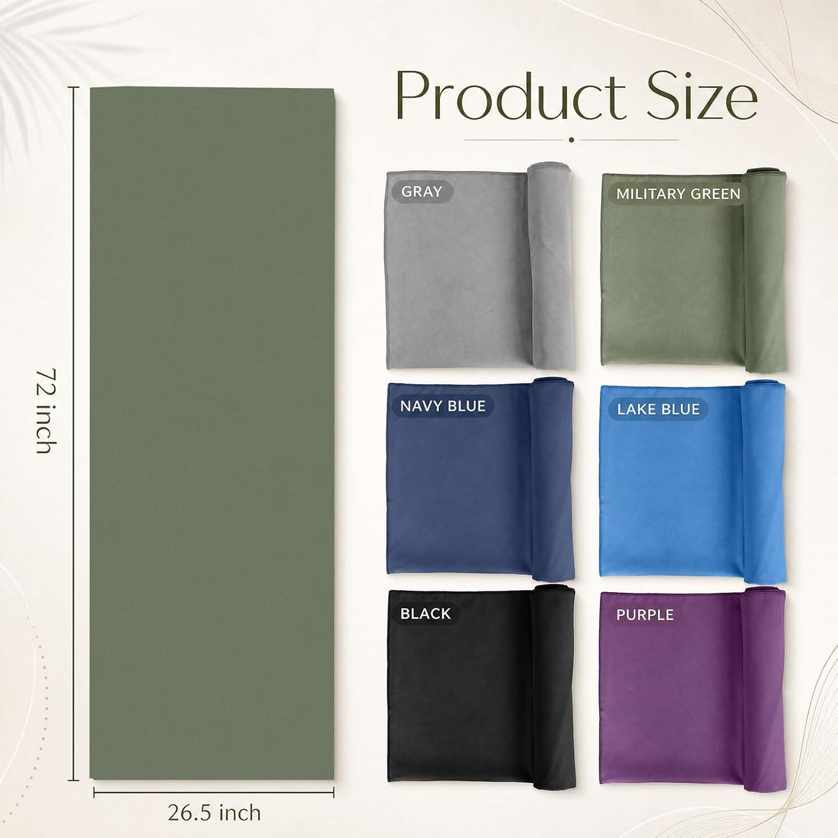 3 Pack 26"x73" Hot Yoga Mat Towel Pack Non-Slip Yoga Mat Gym Sweat Absorbent Microfiber Towel for Pilates Workout Women Men