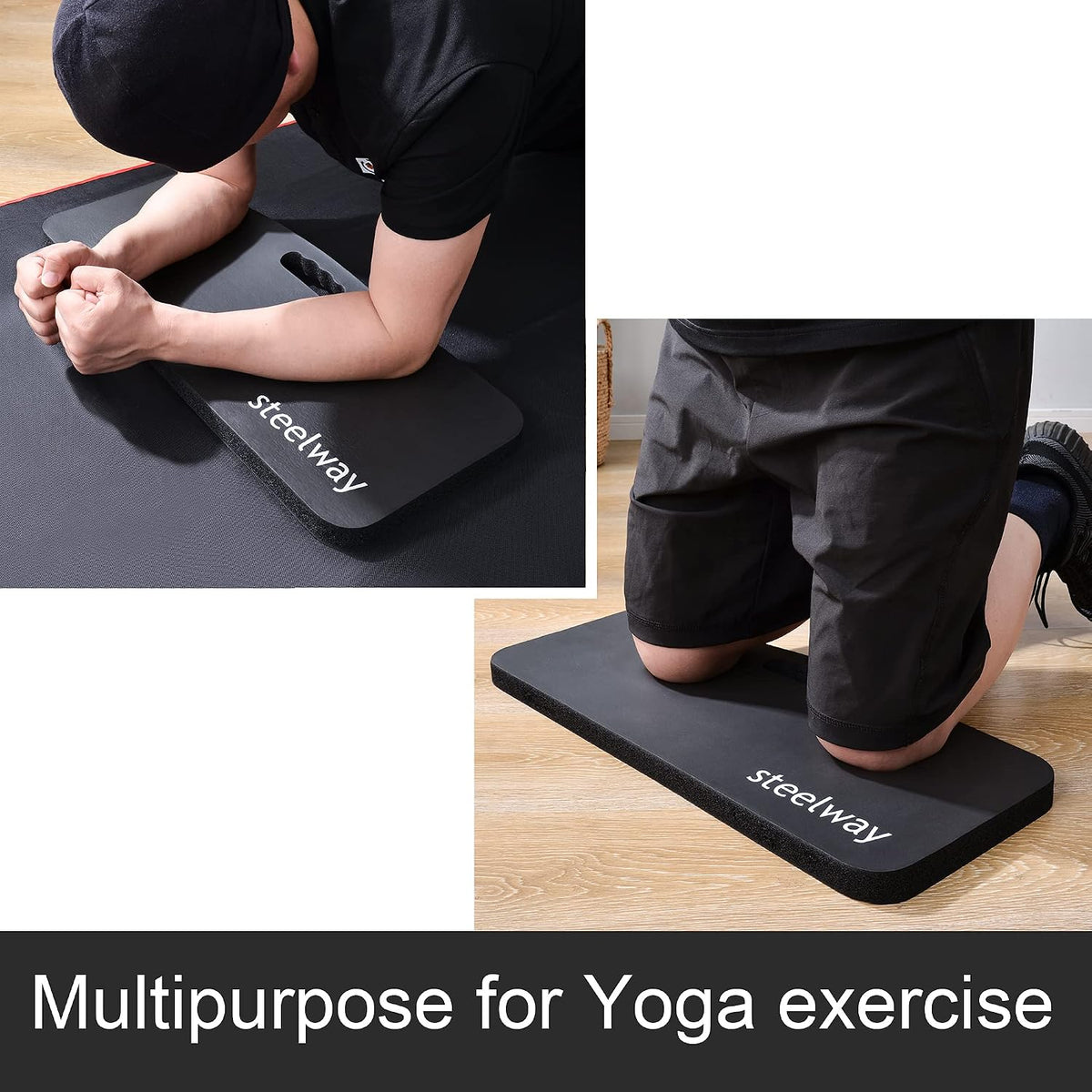Yoga Knee pads, Extra Thick and Soft Knee Cushion, Long Knee Pads Cushions for Gardening, Exercise, Fitness, Baby Bath, Yoga-Black