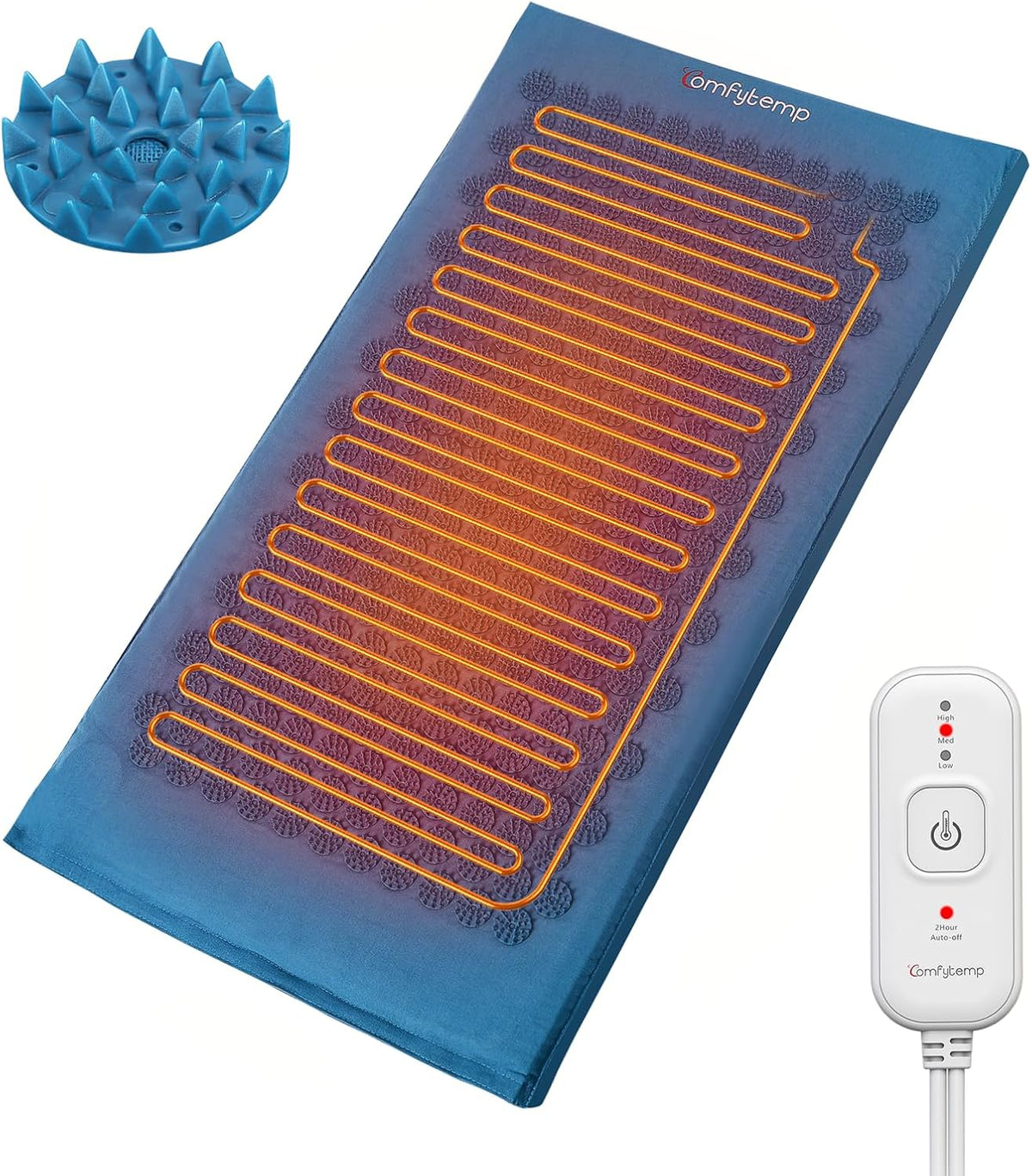 Heated Acupressure Mat for Back, FSA Eligible Heating Pad 17"x33"