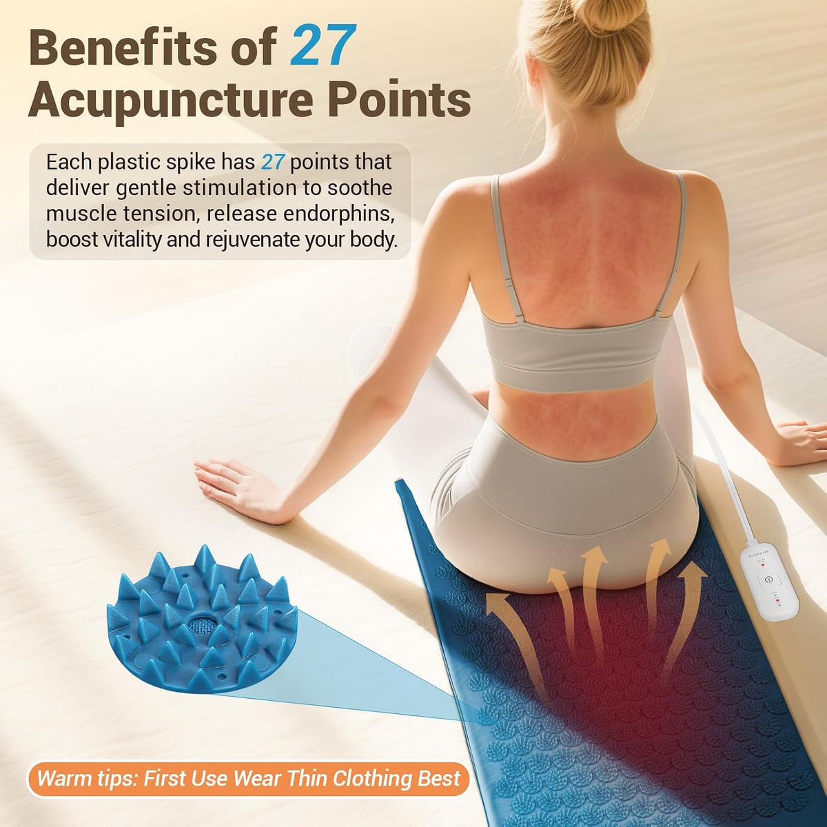Heated Acupressure Mat for Back, FSA Eligible Heating Pad 17"x33"