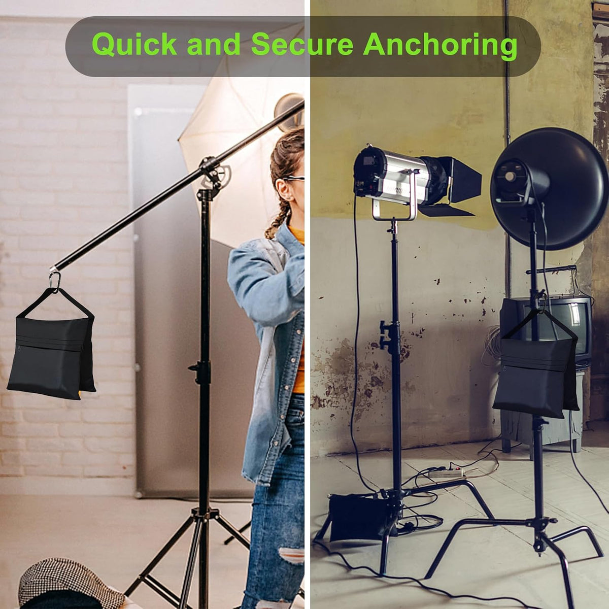 USA 2-Pack Sandbag Weights,Photography SandBags for Light Stands and Video Equipments,Heavy Duty Saddlebags for Backdrop Stand,Tripod,Canopy,Umbrella Base,Fishing Chair and Picnic Table