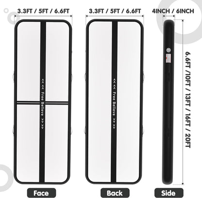 Inflatable Gymnastics Air Mat Tumble Track Mats for Home with Pump | 10/13/16/20ft Tumbling Mat for Training Cheerleading Yoga Home 4”/6” Thick Air Mat Indoor Outdoor Waterproof Durable PVC