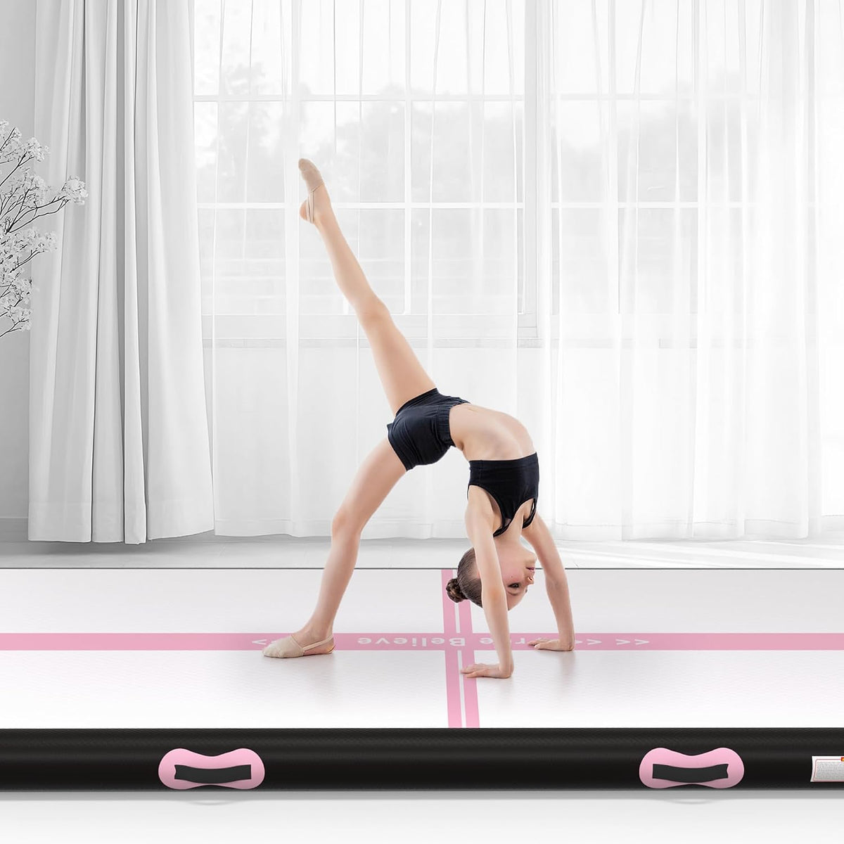 Inflatable Gymnastics Air Mat Tumble Track Mats for Home with Pump | 10/13/16/20ft Tumbling Mat for Training Cheerleading Yoga Home 4”/6” Thick Air Mat Indoor Outdoor Waterproof Durable PVC