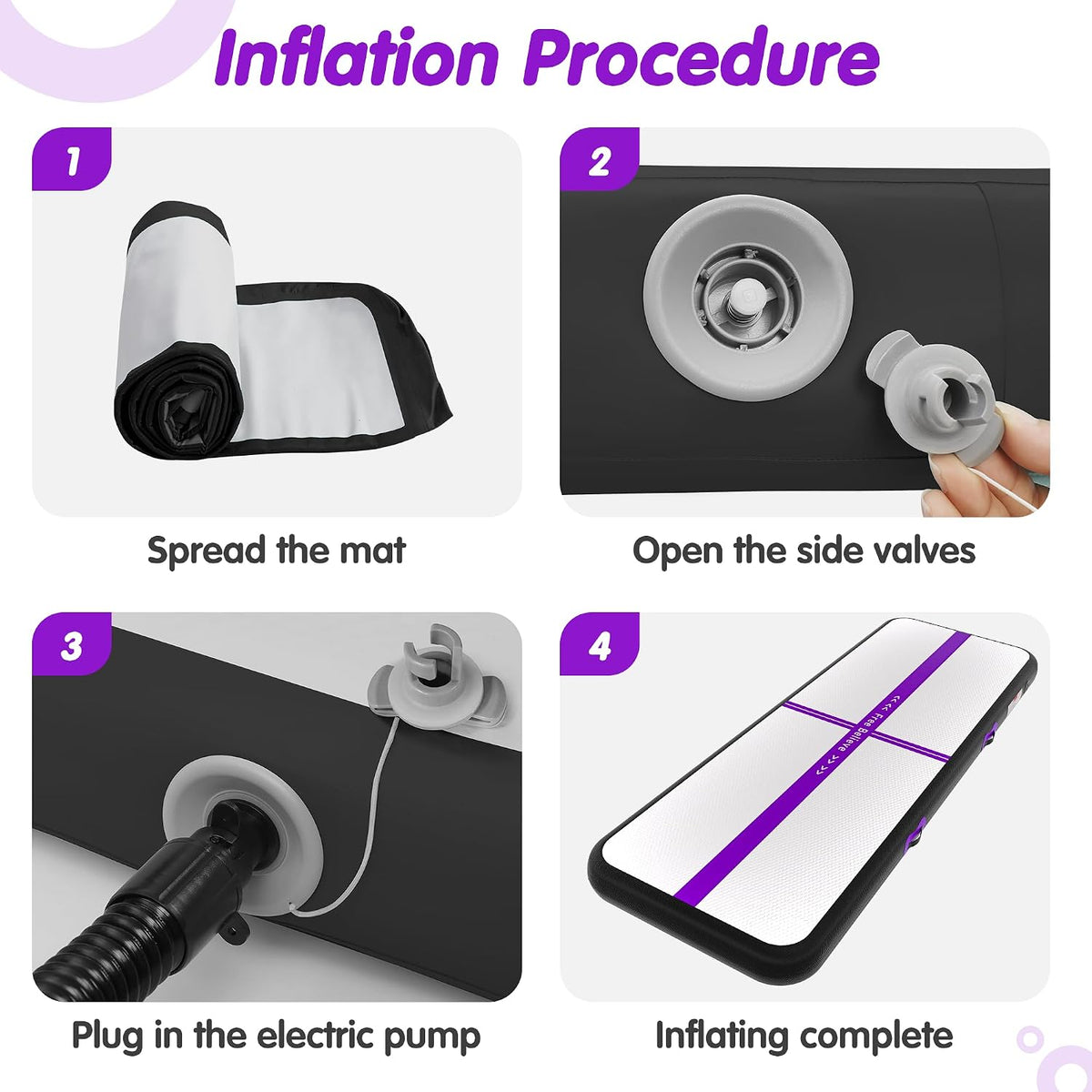 Inflatable Gymnastics Air Mat Tumble Track Mats for Home with Pump | 10/13/16/20ft Tumbling Mat for Training Cheerleading Yoga Home 4”/6” Thick Air Mat Indoor Outdoor Waterproof Durable PVC