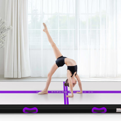 Inflatable Gymnastics Air Mat Tumble Track Mats for Home with Pump | 10/13/16/20ft Tumbling Mat for Training Cheerleading Yoga Home 4”/6” Thick Air Mat Indoor Outdoor Waterproof Durable PVC