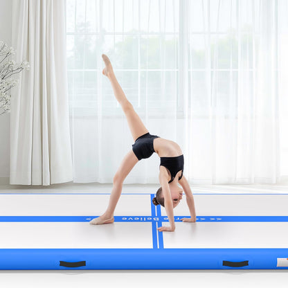Inflatable Gymnastics Air Mat Tumble Track Mats for Home with Pump | 10/13/16/20ft Tumbling Mat for Training Cheerleading Yoga Home 4”/6” Thick Air Mat Indoor Outdoor Waterproof Durable PVC