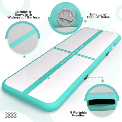 Inflatable Gymnastics Air Mat Tumble Track Mats for Home with Pump | 10/13/16/20ft Tumbling Mat for Training Cheerleading Yoga Home 4”/6” Thick Air Mat Indoor Outdoor Waterproof Durable PVC
