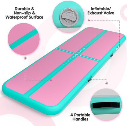 Inflatable Gymnastics Air Mat Tumble Track Mats for Home with Pump | 10/13/16/20ft Tumbling Mat for Training Cheerleading Yoga Home 4”/6” Thick Air Mat Indoor Outdoor Waterproof Durable PVC