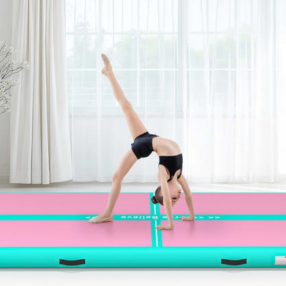 Inflatable Gymnastics Air Mat Tumble Track Mats for Home with Pump | 10/13/16/20ft Tumbling Mat for Training Cheerleading Yoga Home 4”/6” Thick Air Mat Indoor Outdoor Waterproof Durable PVC