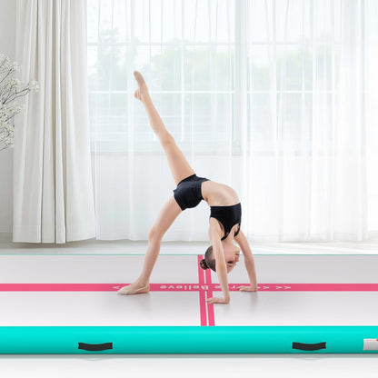 Inflatable Gymnastics Air Mat Tumble Track Mats for Home with Pump | 10/13/16/20ft Tumbling Mat for Training Cheerleading Yoga Home 4”/6” Thick Air Mat Indoor Outdoor Waterproof Durable PVC