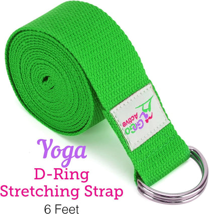 Yoga Accessories Set - Includes 2 Yoga Blocks, 1 Microfiber Non Slip Mat Towel 72X24, 1 Microfiber Hand Towel 24X15, 1 Yoga Strap, 1 Pair of Yoga Socks (Green)