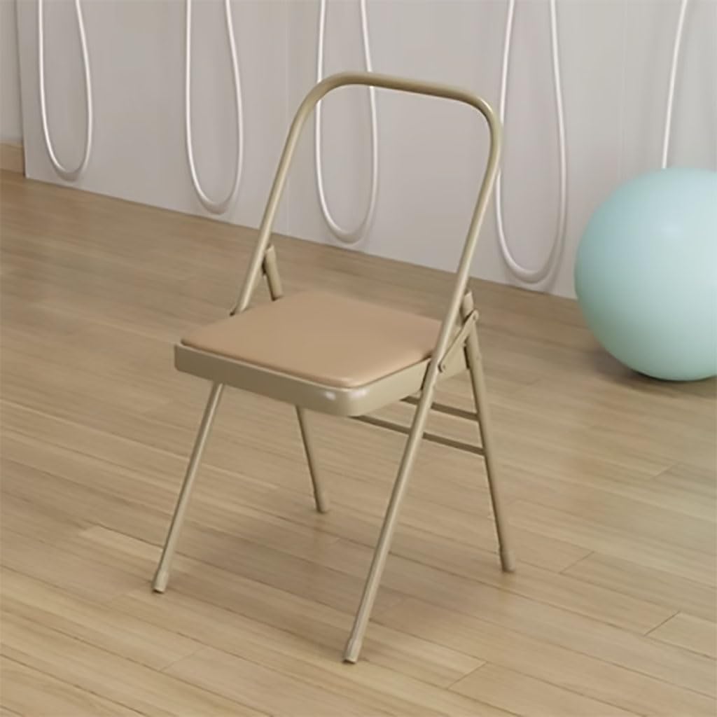 Yoga Chair - Portable Folding Backless Chair with Non-Slip Feet Covers and Double Beam Design