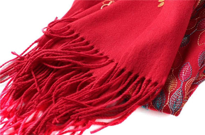 Urban CoCo Women's Embroidered Oversize Tassel Shawl Scarf Wraps for Women