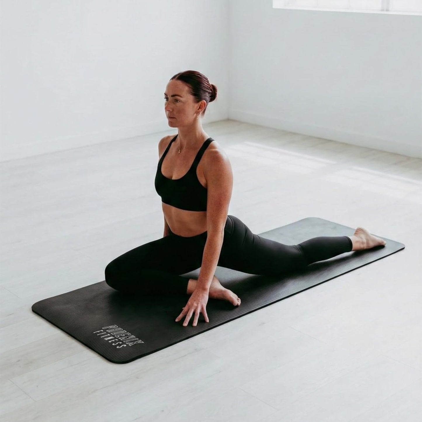 Phoenix Fitness NBR Yoga Mat - 15mm Extra Thick Exercise Mat with Carry Strap - Non Slip Yoga Mat for HIIT, Exercise & Pilates for Men and Women - Black or Pink