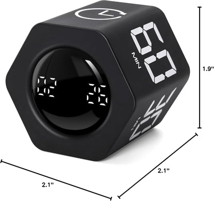 Productivity Timer 1, 5, 10, 30, 60 Minutes Preset, Desk Cube Timer with Gravity Sensor/Mute/Vibration for ADHD, Work, Study, Kitchen, Back to School (Wood Grain)