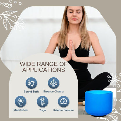 8 inch White C Note Root Chakra Quartz Crystal Singing Bowl, for Healing Mindfulness Meditation Yoga Sound Baths, with Rubber Mallet O-ring
