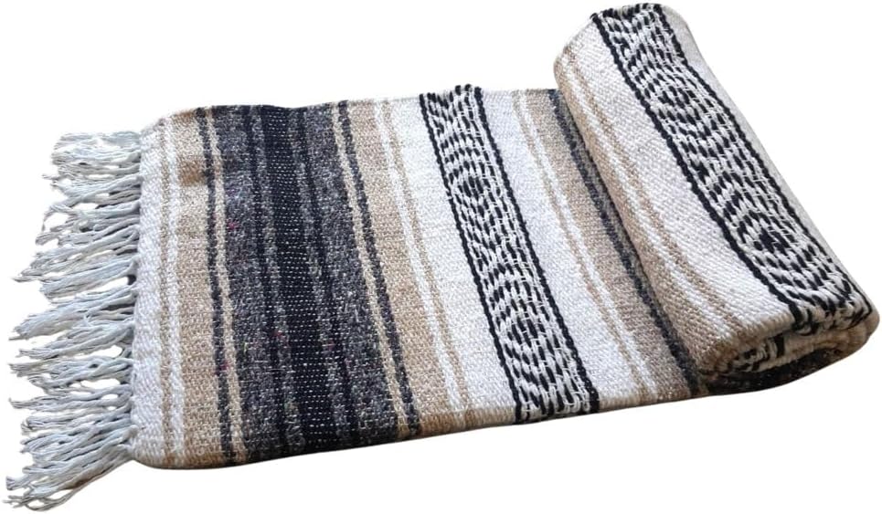 Open Road Goods Blue Mexican Blanket - Authentic Serape Falsa Blanket - Handmade