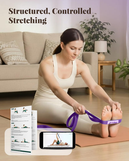 Trideer Stretching Strap with Loops & Leg Lifter, Non-Elastic PT-Style Physical Therapy Strap for Knee Replacement Rehab, Hamstring, Calf & Back Stretcher Mobility, Hip, Shoulder & Yoga