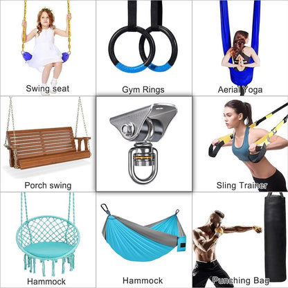 BeneLabel Swing Hanger with Bearing Swivel 800LB Capacity Stainless Steel Ceiling Mount Bracket Hanging Kit for Aerial Silks, Swings, Hammocks, Hanging Chair, Aerial Hoop, Heavy Bag, Yoga Swing