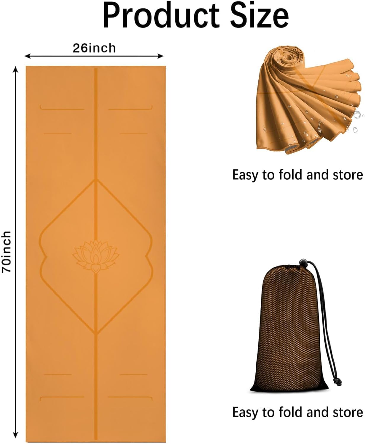 Hot Yoga Mat Towel with Corner Pockets Yoga Towels for Hot Yoga Non Slip with Travel Bag Sweat Absorbent Yoga Blankets Mat Cover for Workout Gym 70"x26" (Mountain-01, 70x26)