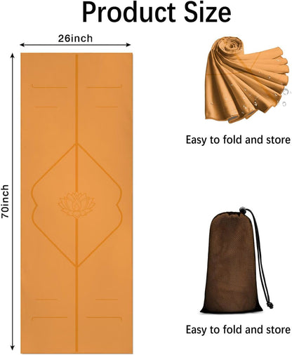 Hot Yoga Mat Towel with Corner Pockets Yoga Towels for Hot Yoga Non Slip with Travel Bag Sweat Absorbent Yoga Blankets Mat Cover for Workout Gym 70"x26" (Mountain-01, 70x26)